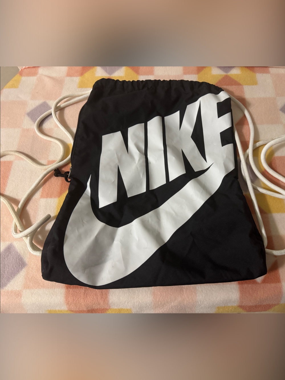 Nike Black Drawstring Bag with White Logo